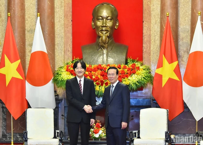 [Ảnh] Chủ tịch nước Võ Văn Thưởng tiếp Hoàng Thái tử Nhật Bản Akishino