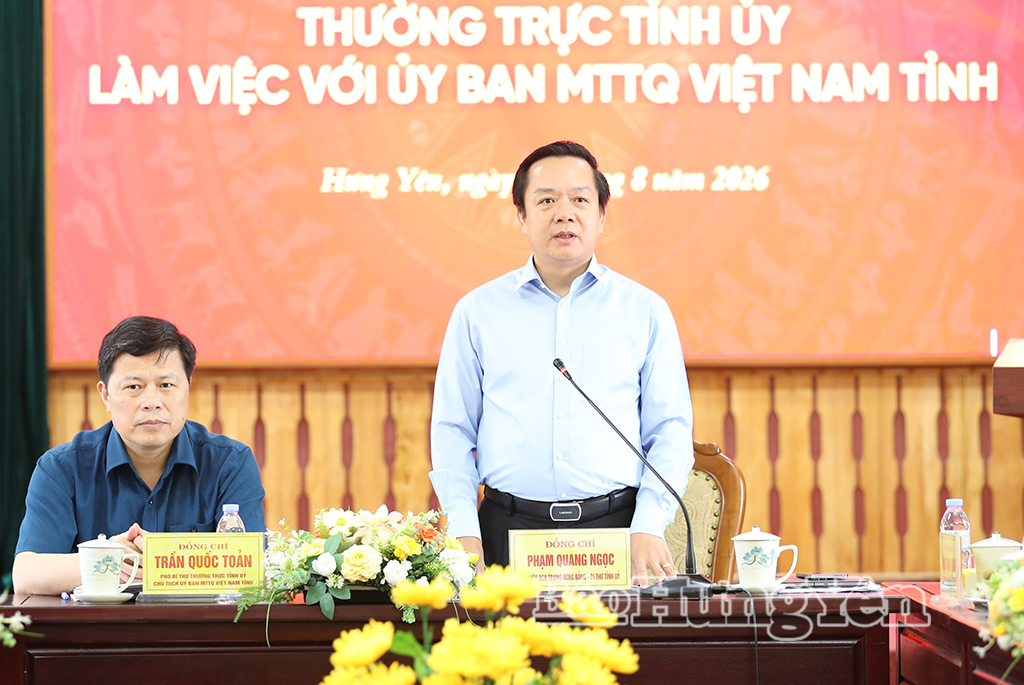Thường trực Tỉnh ủy làm việc với Ủy ban MTTQ Việt Nam tỉnh