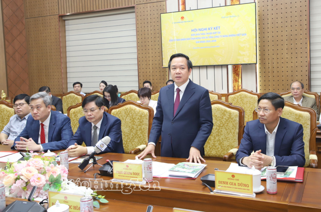UBND tỉnh ký kết biên bản thỏa thuận hợp tác với Tổng công ty Hàng không Việt Nam