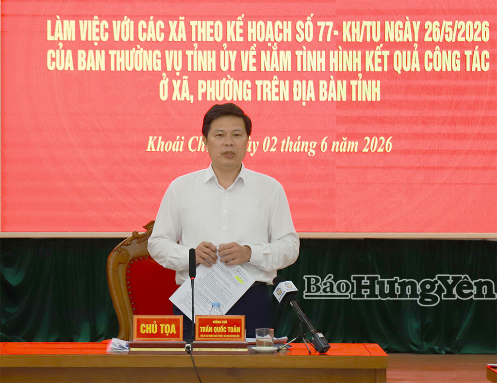 Đoàn công tác số 2 của Ban Thường vụ Tỉnh ủy làm việc với một số xã