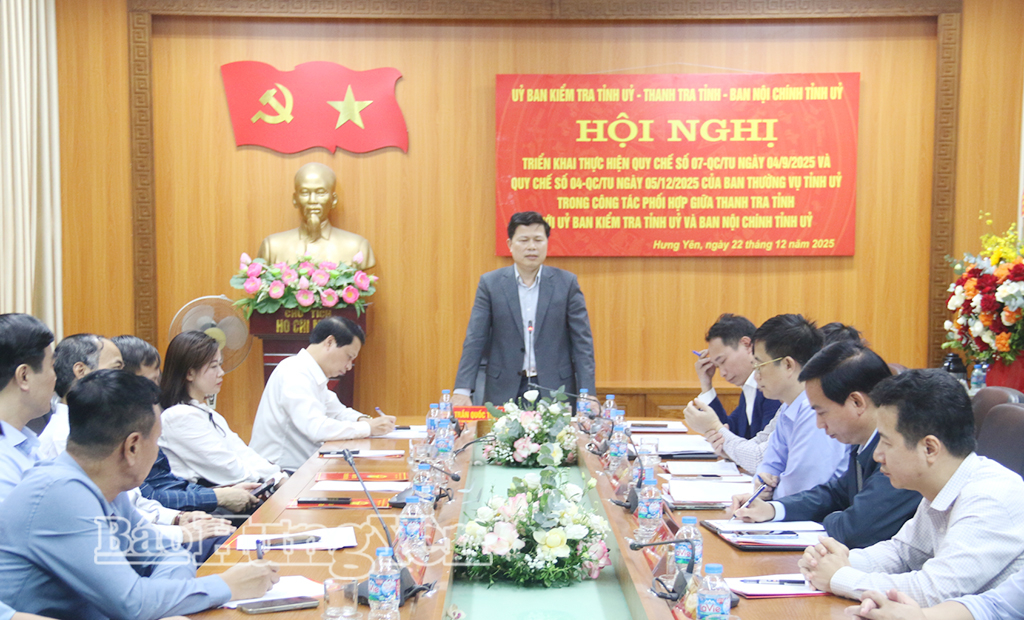 Triển khai thực hiện các quy chế của Ban Thường vụ Tỉnh ủy trong công tác phối hợp giữa Ủy ban Kiểm tra Tỉnh ủy, Thanh tra tỉnh và Ban Nội chính Tỉnh ủy