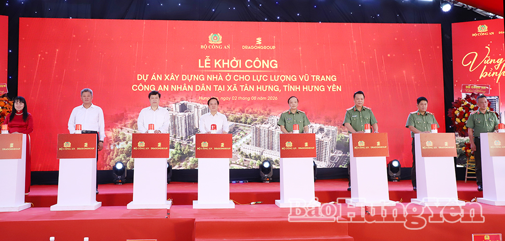 Khởi công Dự án Nhà ở cho lực lượng vũ trang Công an nhân dân tại xã Tân Hưng, tỉnh Hưng Yên